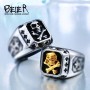 BEIER Drop Shipping Sale Stainless Pirate Part Plated-Gold Skull For Man Titanium Steel Boy's Punk Fashion Ring BR8-331