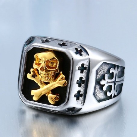 BEIER Drop Shipping Sale Stainless Pirate Part Plated-Gold Skull For Man Titanium Steel Boy's Punk Fashion Ring BR8-331